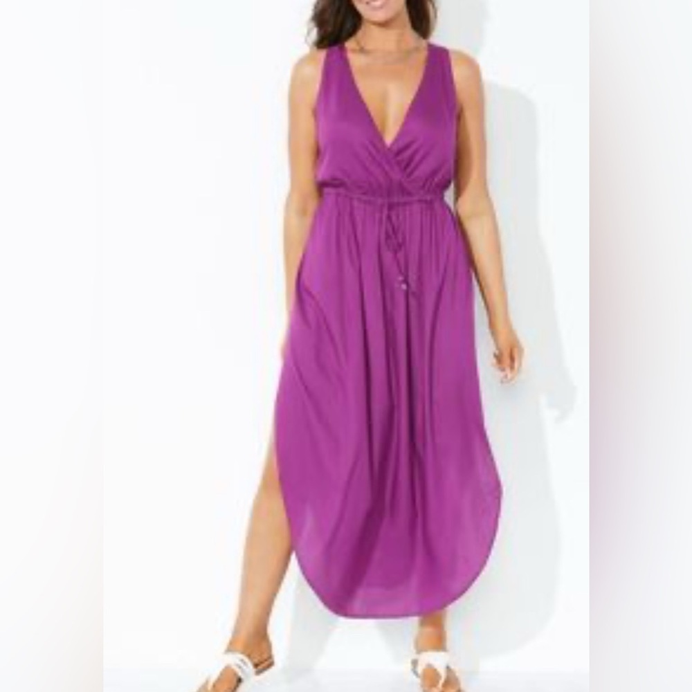 Purple Sleeveless Maxi cover swimming suit all for open dress size 18/20